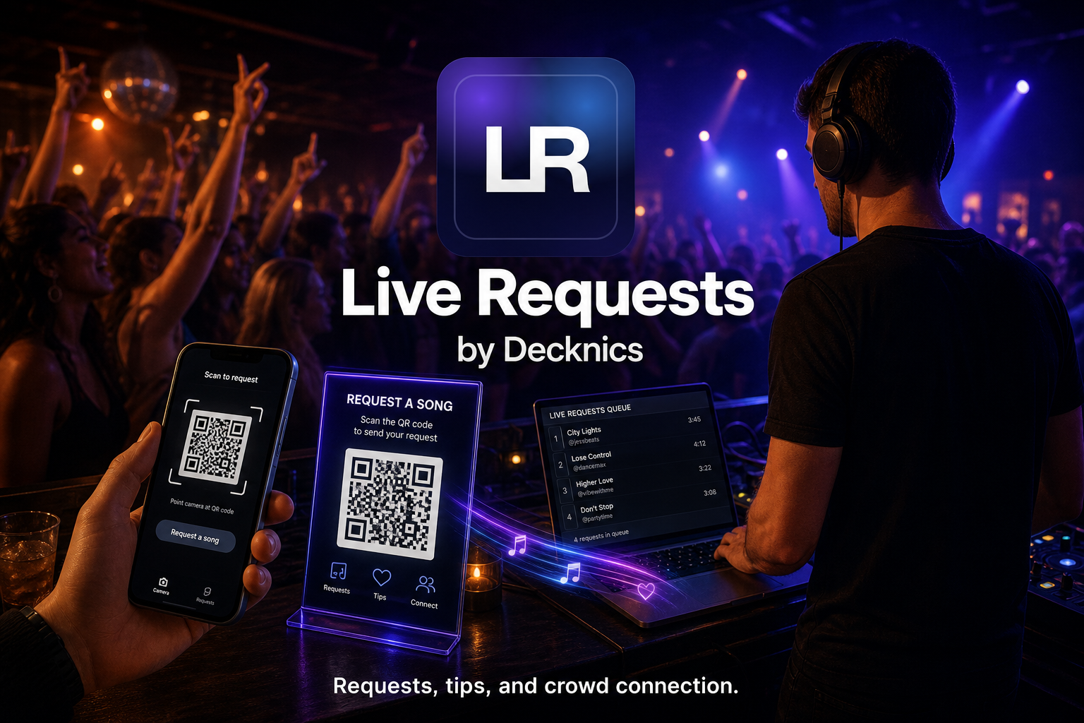Live Requests QR song request promo in a club