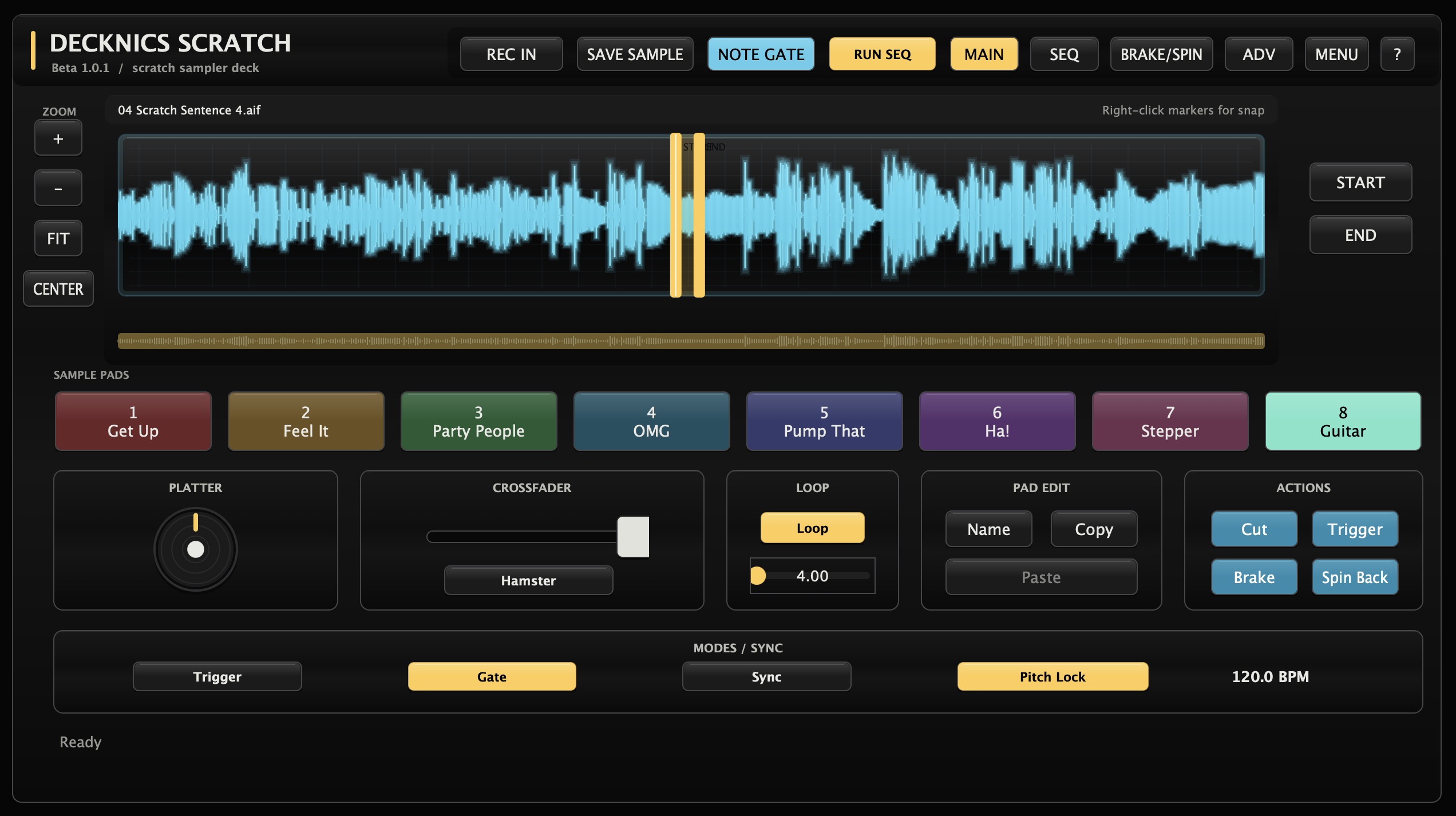 Decknics Scratch sequencer view